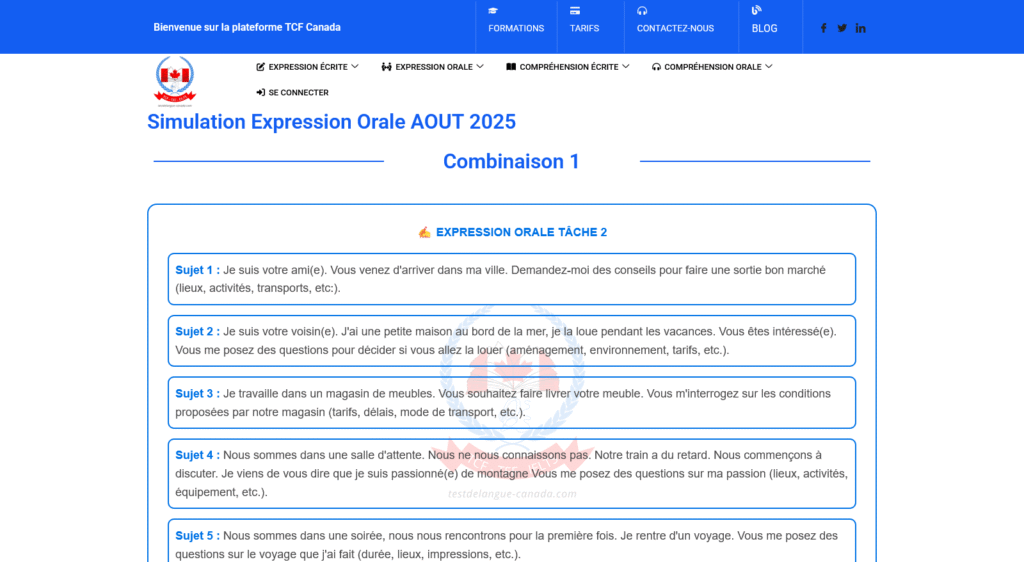 Exemple de questions du TCF Canada pour la compréhension orale